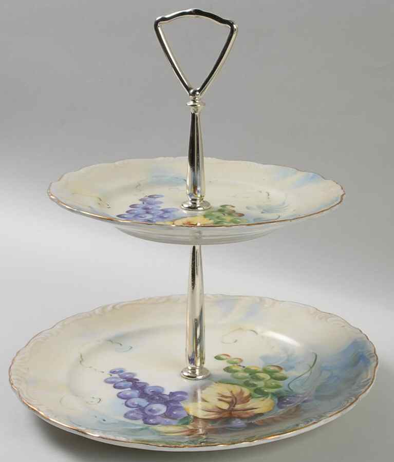 Festival 2 Tiered Serving Tray (Dinner & Salad Plate) by Lefton-1