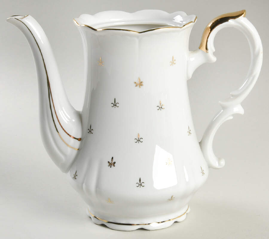 Fleur De Lis (Scalloped) Coffee Pot No Lid by Lefton-1