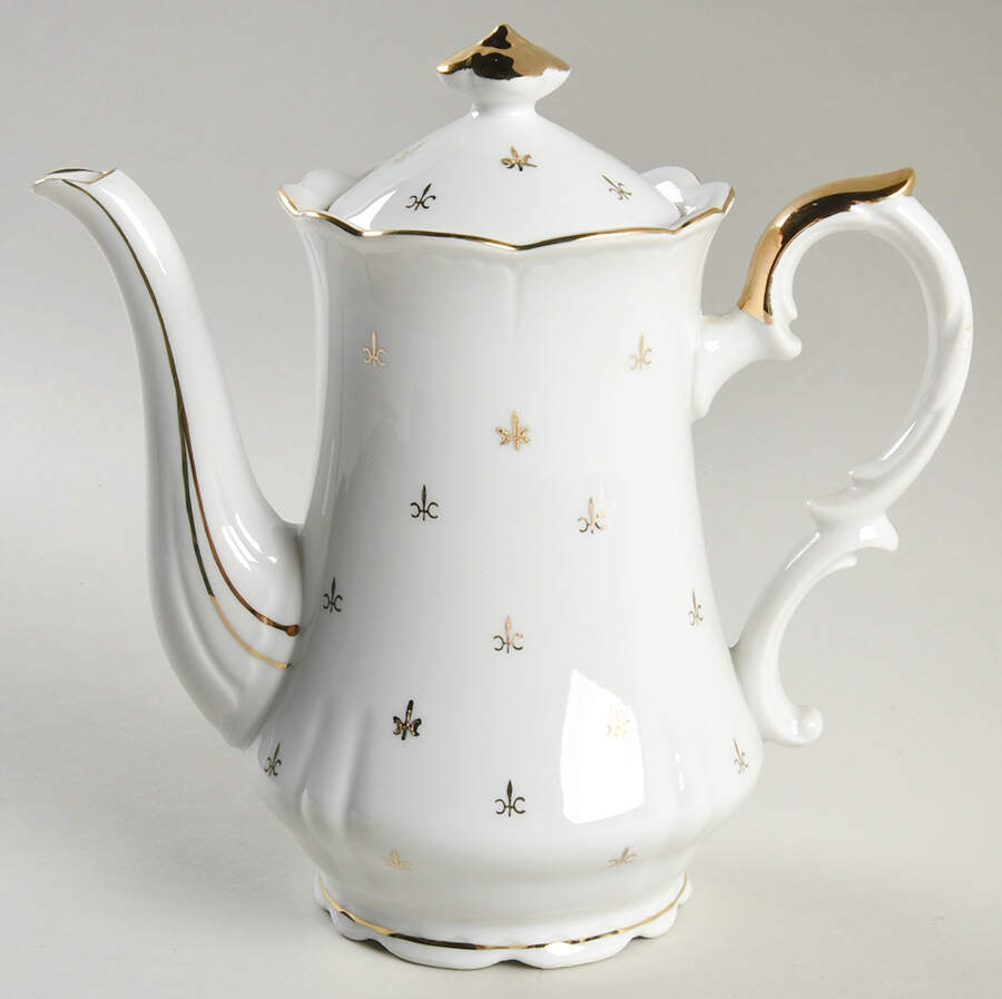 Fleur De Lis (Scalloped) Coffee Pot & Lid by Lefton-1