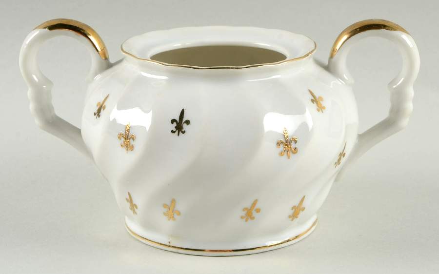 Fleur De Lis (Scalloped) Sugar Bowl No Lid by Lefton-1