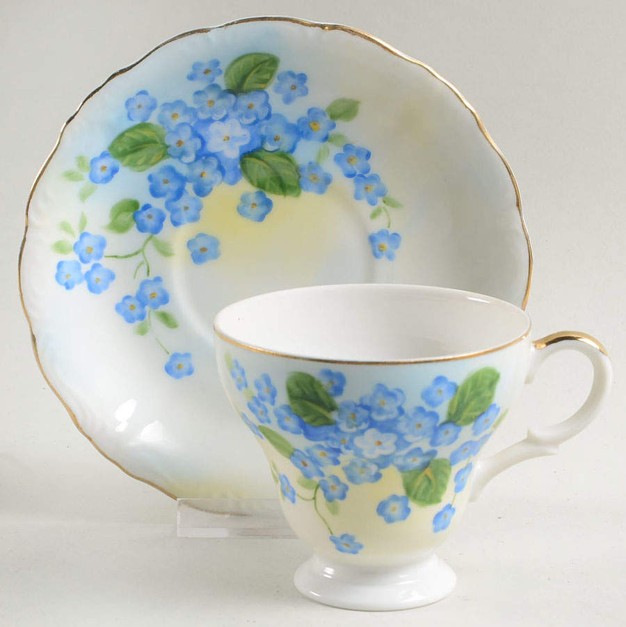 Forget Me Not Footed Cup & Saucer Set by Lefton-1