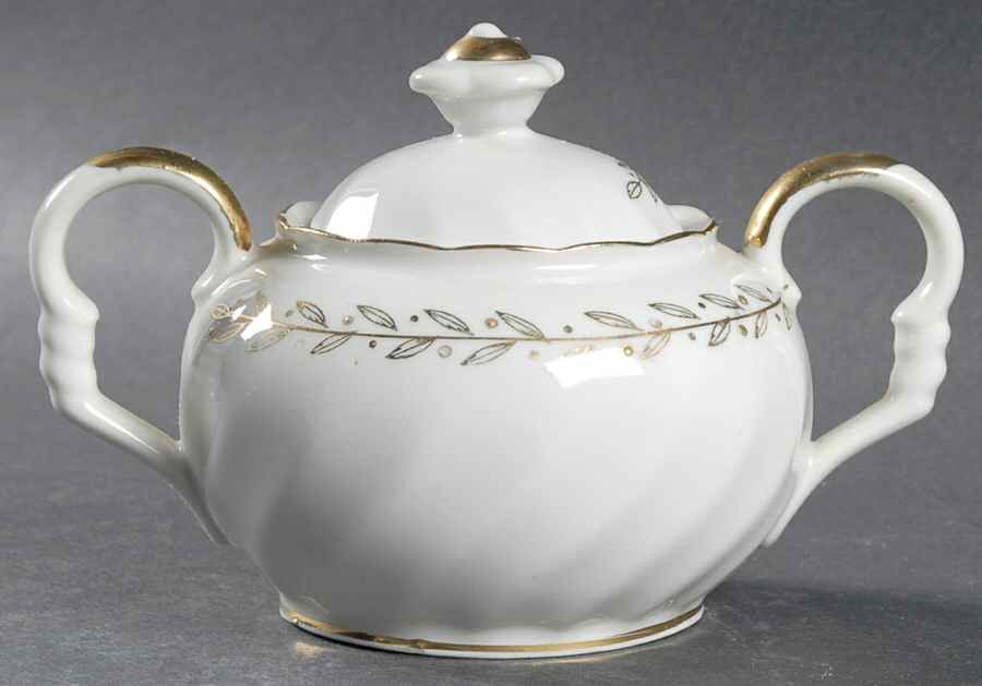 Golden Laurel Sugar Bowl & Lid by Lefton-1
