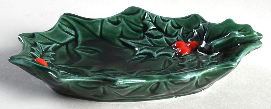 Green Holly 7" Leaf Dish by Lefton-1