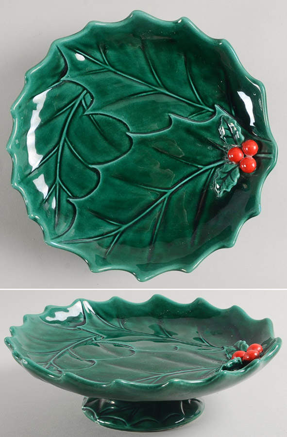 Green Holly Compote by Lefton-1