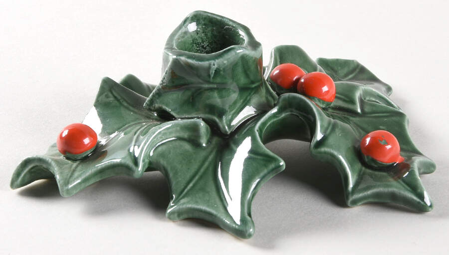Green Holly 1" Small Candlestick by Lefton-1