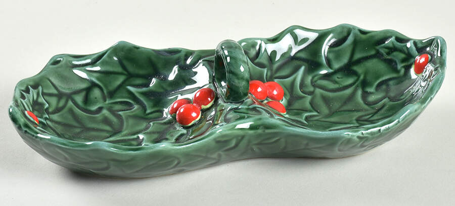 Green Holly 2-Part Relish by Lefton-1