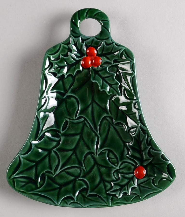 Green Holly Bell Shaped Plate by Lefton-1