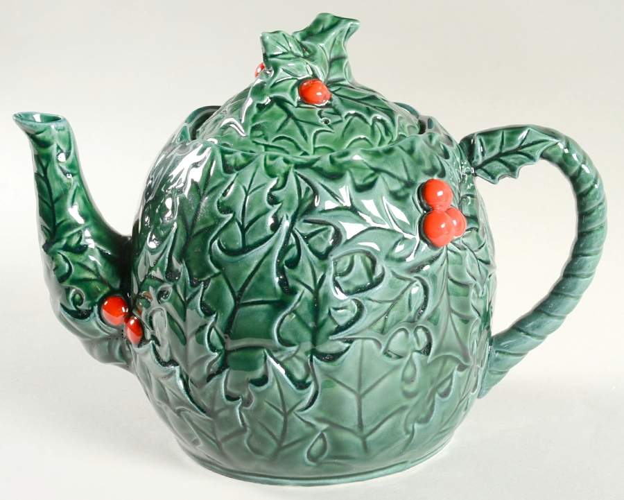 Green Holly Teapot & Lid by Lefton-1