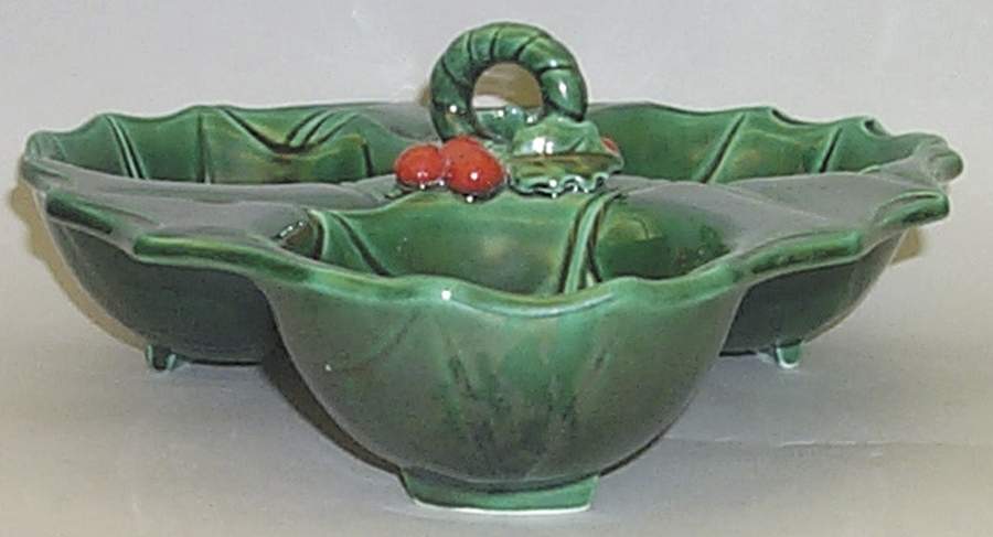 Green Holly 3-Part Relish by Lefton-1