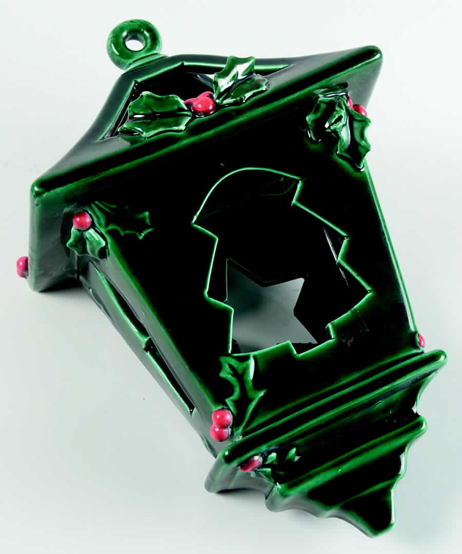 Green Holly Candle Lantern by Lefton-1