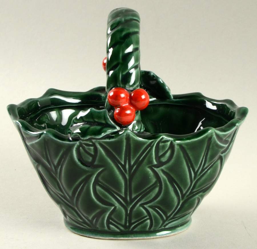 Green Holly Small Basket by Lefton-1