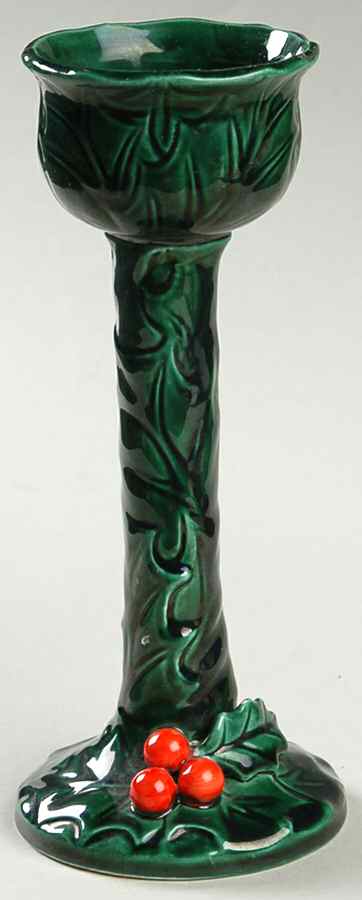 Green Holly Tall Candlestick by Lefton-1