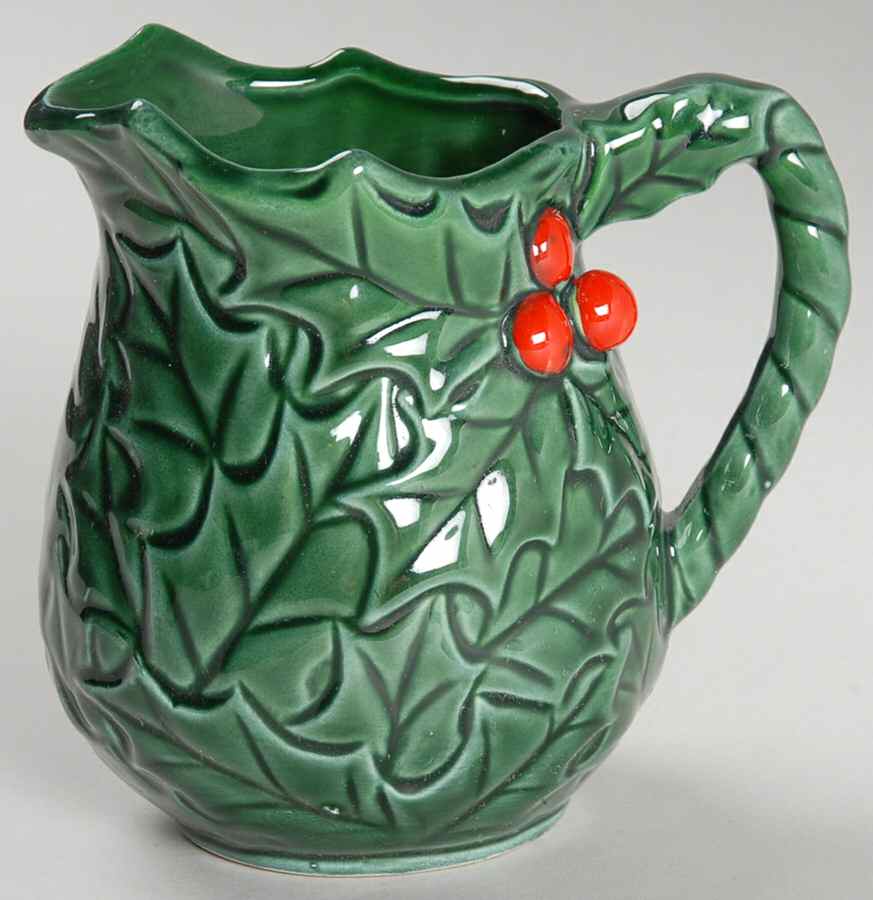 Green Holly Mini Pitcher and Bowl Set, Pitcher Only by Lefton-1