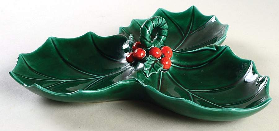 Green Holly 3-Part Relish by Lefton-1