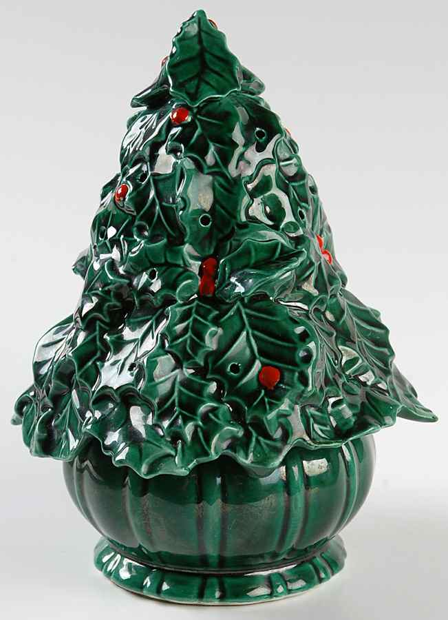 Green Holly Music Box/Hors D'Oeuvre Holder by Lefton-1