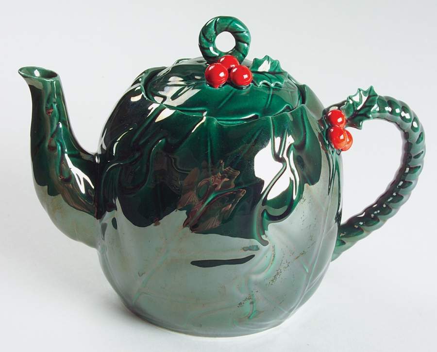 Green Holly Teapot & Lid by Lefton-1