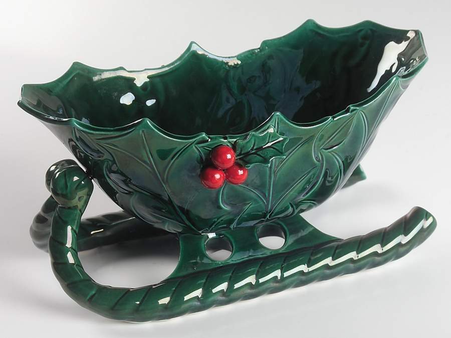 Green Holly Large Sleigh by Lefton-1