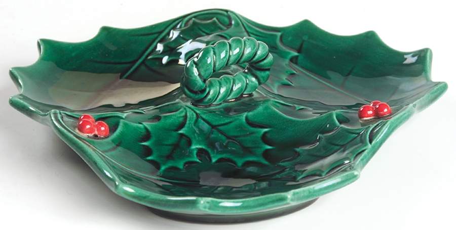 Green Holly 3-Part Relish by Lefton-1