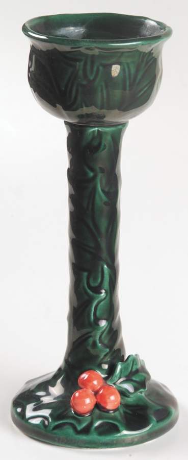 Green Holly 7" Candlestick by Lefton-1