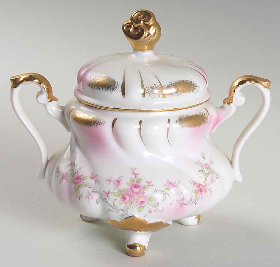 Heirloom Rose Sugar Bowl & Lid by Lefton-1