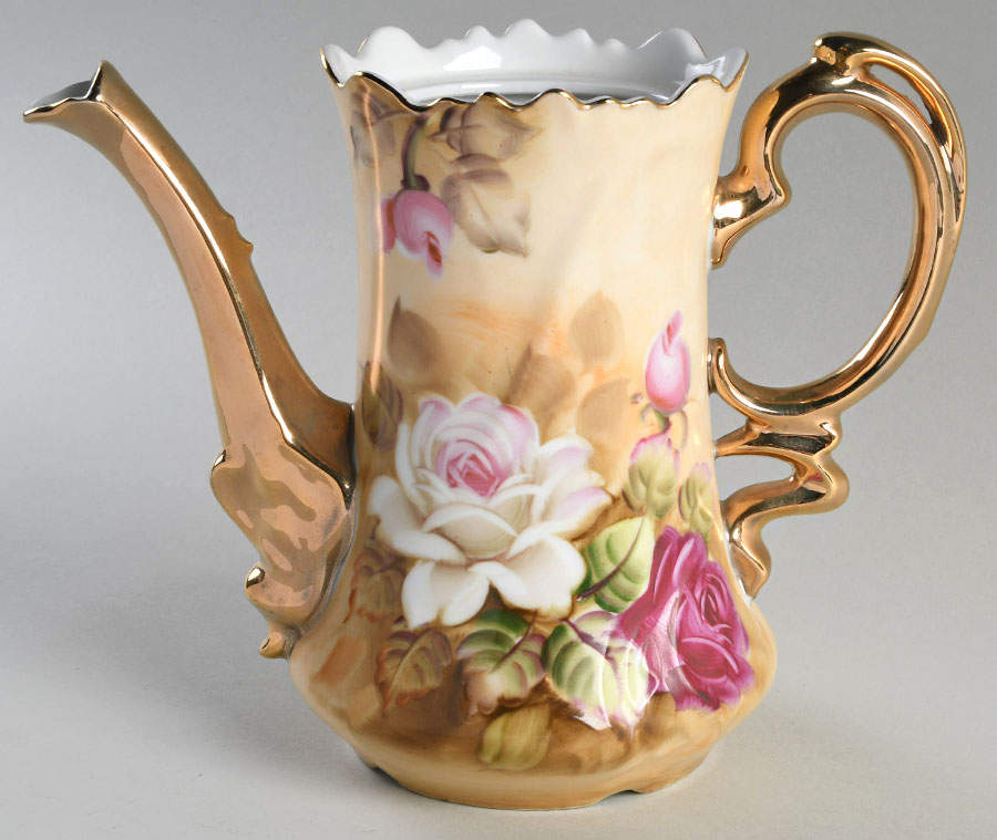 Heritage Brown (Floral) Coffee Pot No Lid by Lefton-1