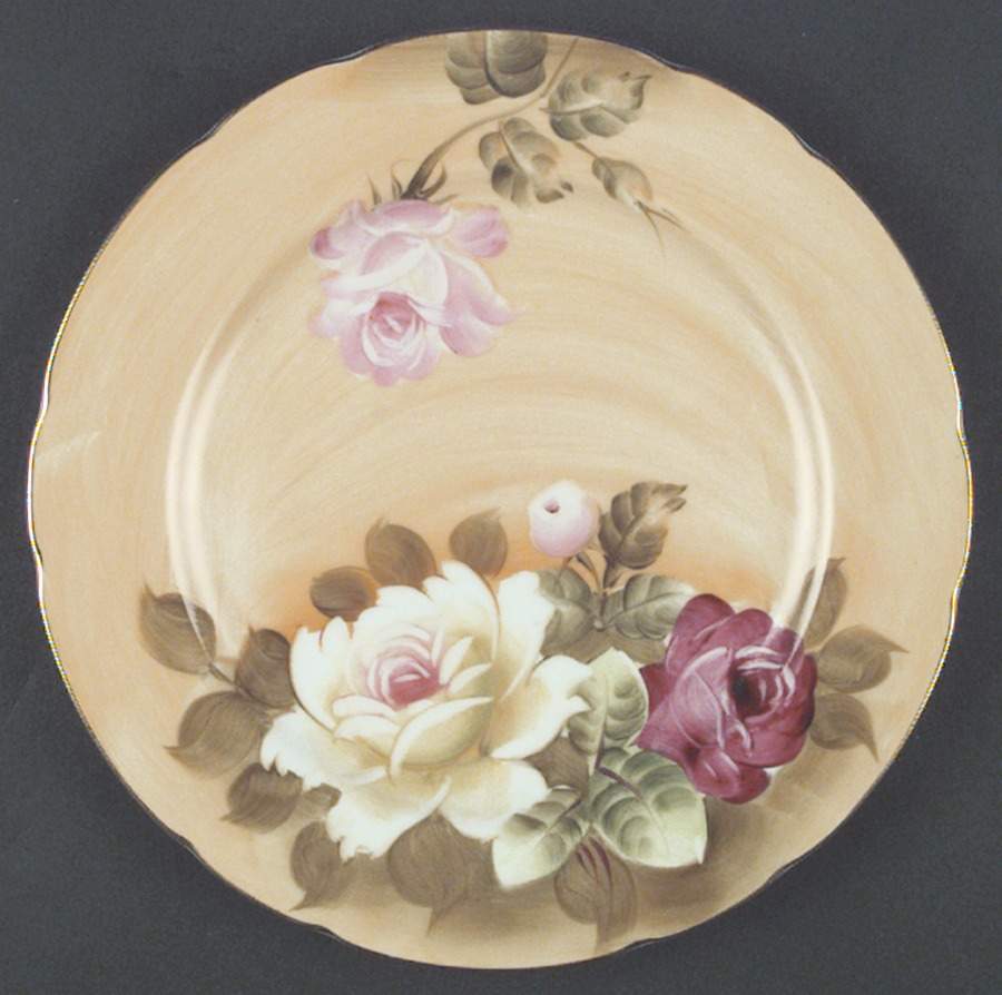 Heritage Brown (Floral) Luncheon Plate by Lefton-1