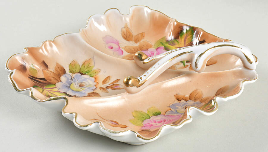 Heritage Brown (Floral) 3-Part Handled Relish by Lefton-1