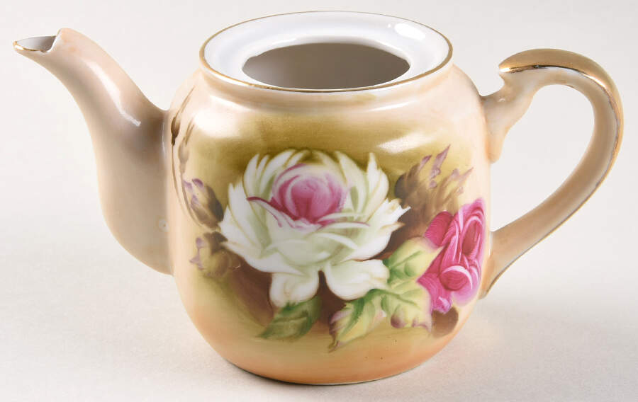 Heritage Brown (Floral) Lid for Individual Teapot by Lefton-1
