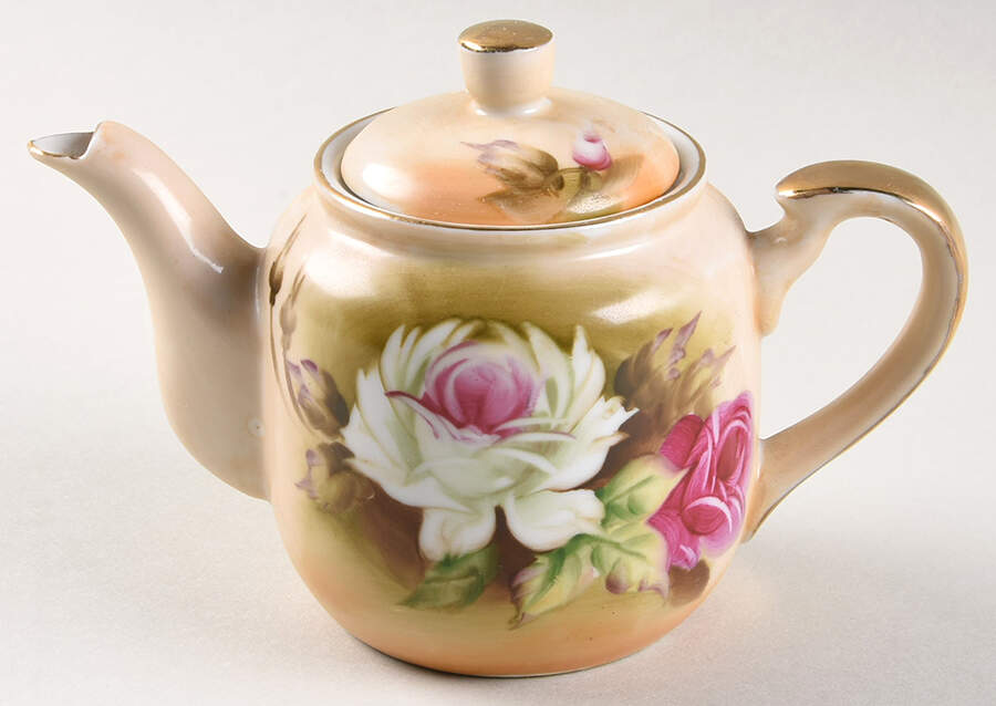 Heritage Brown (Floral) Individual Teapot & Lid by Lefton-1