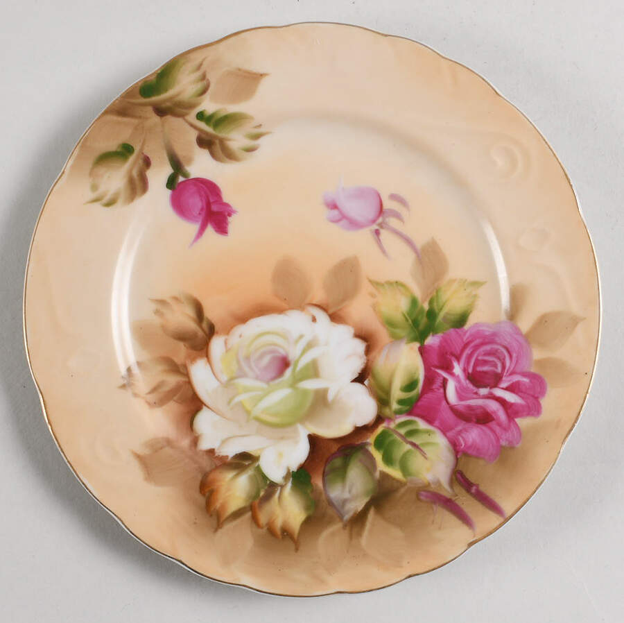 Heritage Brown (Floral) Salad Plate by Lefton-1