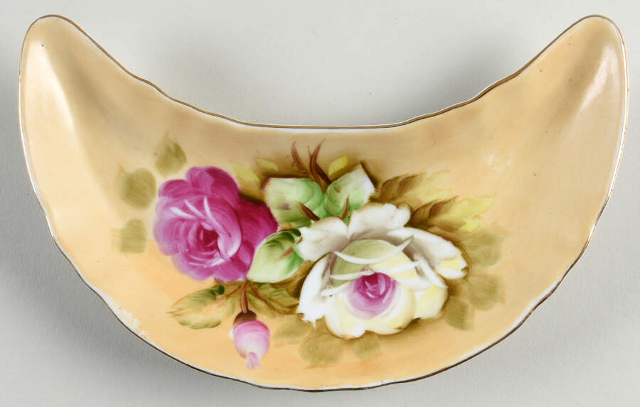 Heritage Brown (Floral) Crescent Salad Plate by Lefton-1
