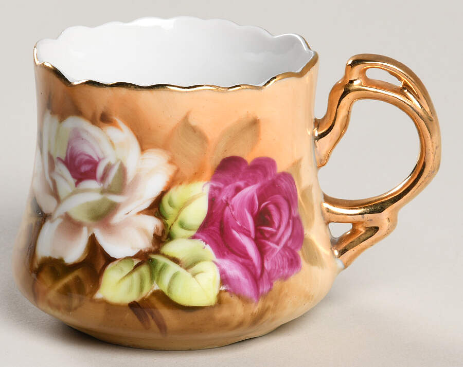 Heritage Brown (Floral) Flat Demitasse Cup by Lefton-1