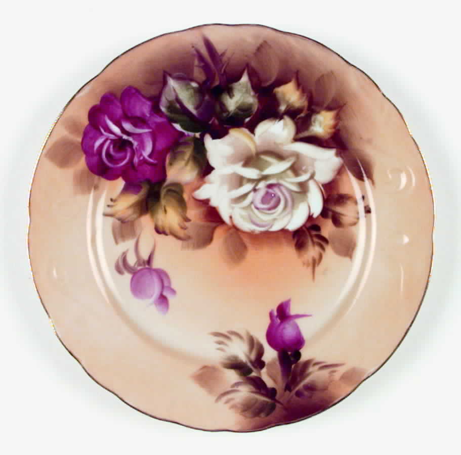 Heritage Brown (Floral) Dessert/Pie Plate by Lefton-1
