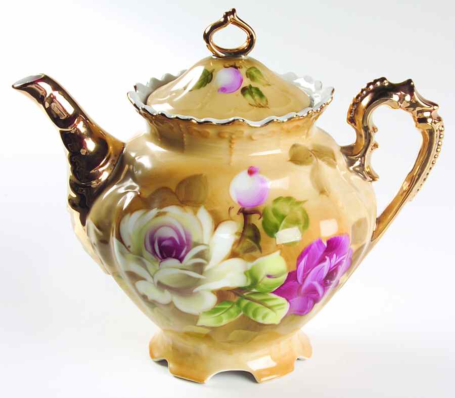 Heritage Brown (Floral) Teapot & Lid by Lefton-1