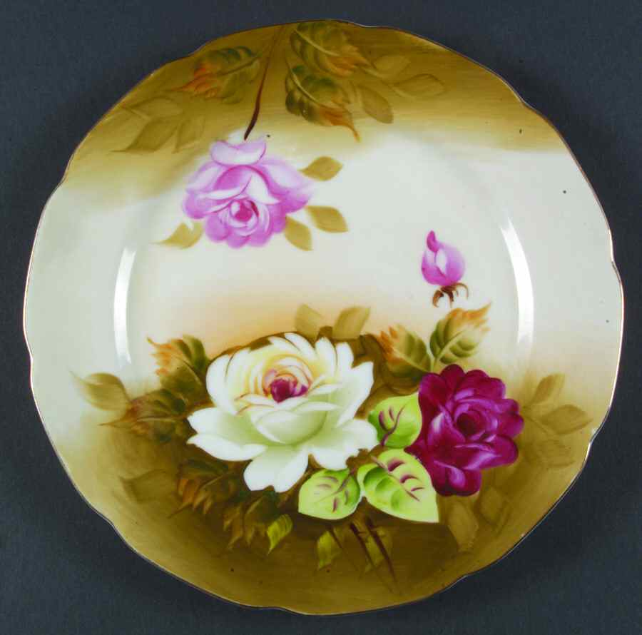 Heritage Brown (Floral) Luncheon Plate by Lefton-1