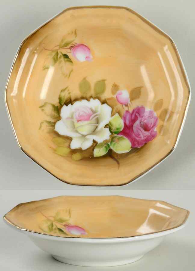 Heritage Brown (Floral) Fruit/Dessert (Sauce) Bowl by Lefton-1