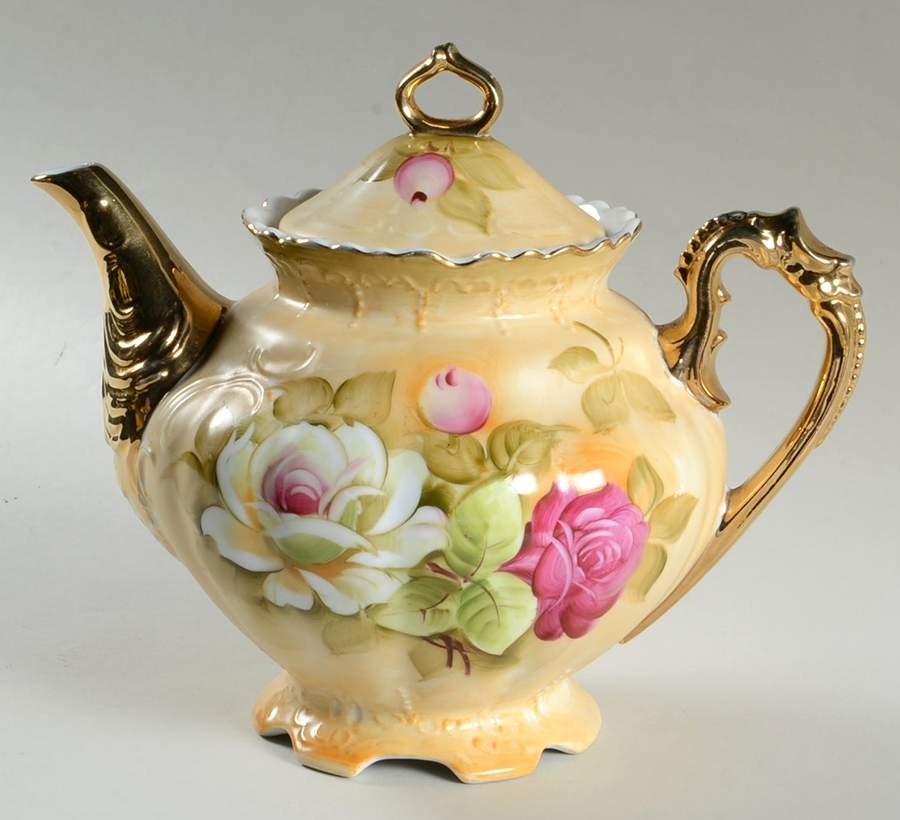 Heritage Brown (Floral) Teapot & Lid by Lefton-1