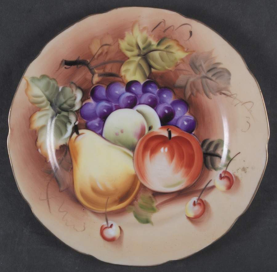 Heritage Brown (Fruit) Luncheon Plate by Lefton-1