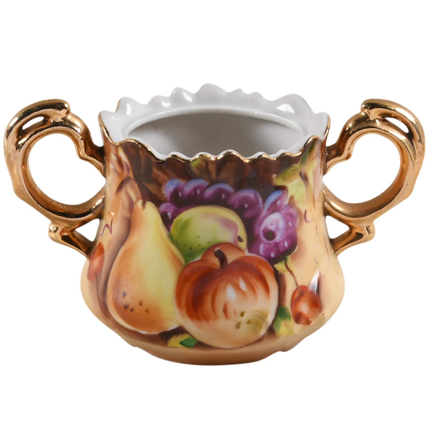 Heritage Brown (Fruit) Sugar Bowl No Lid by Lefton-1