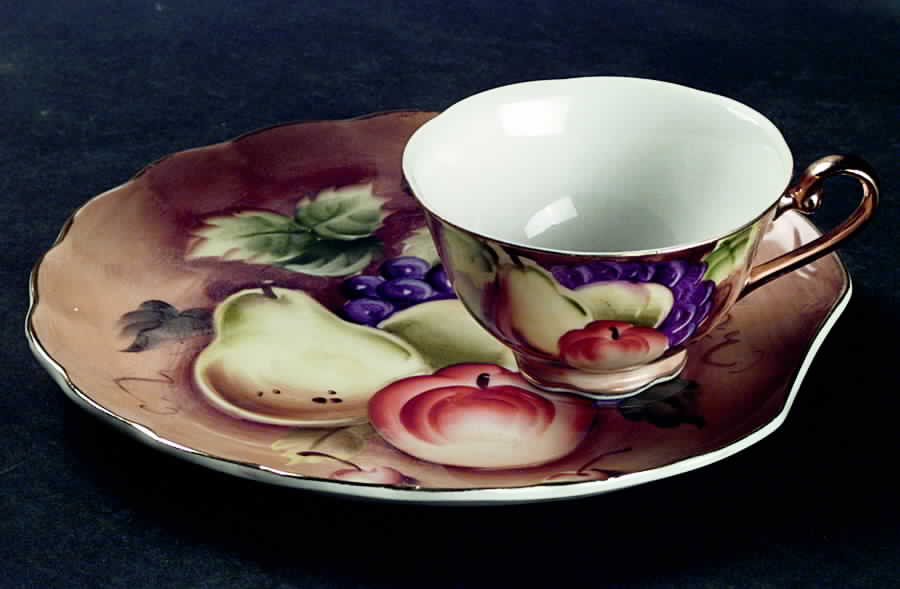 Heritage Brown (Fruit) Snack Plate & Cup Set by Lefton-1