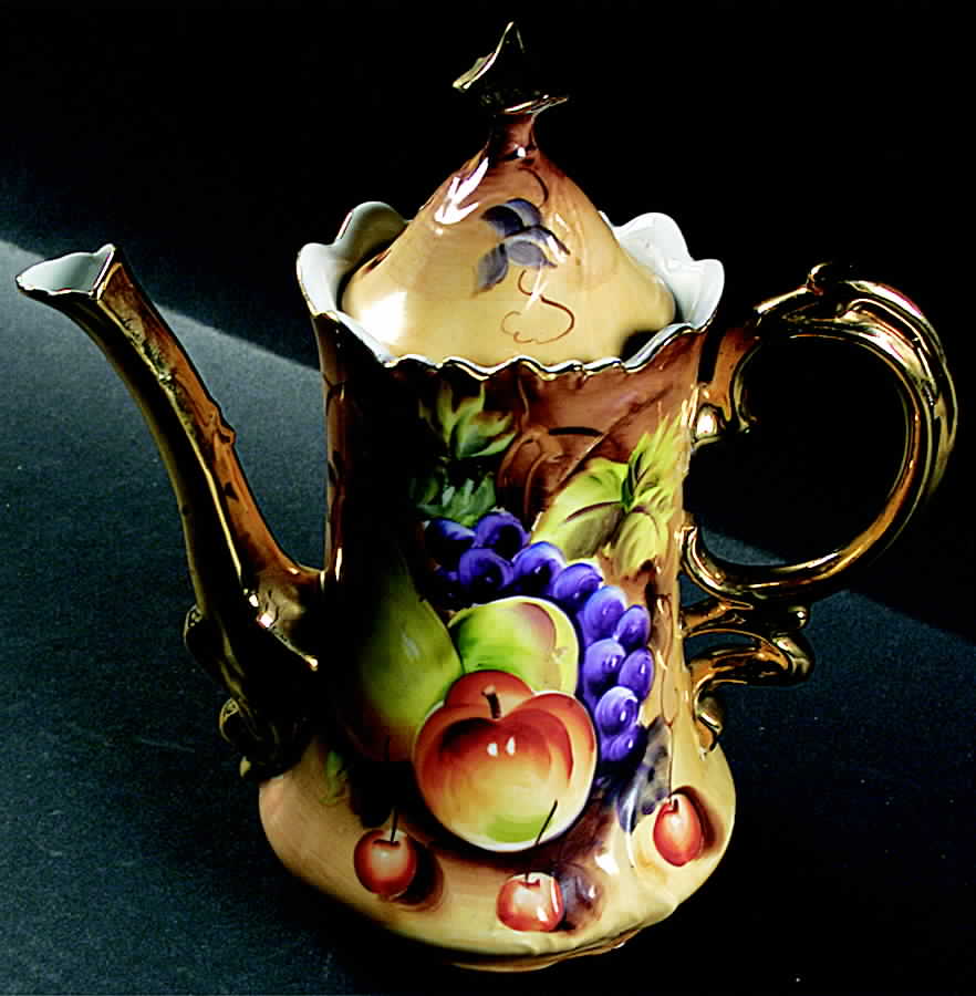 Heritage Brown (Fruit) Coffee Pot & Lid by Lefton-1