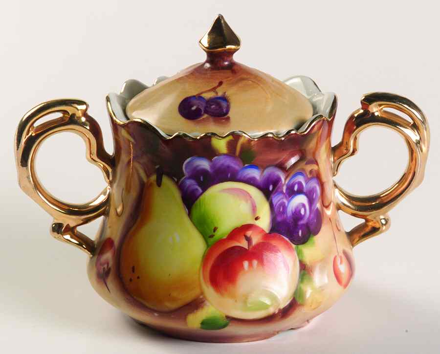 Heritage Brown (Fruit) Sugar Bowl & Lid by Lefton-1