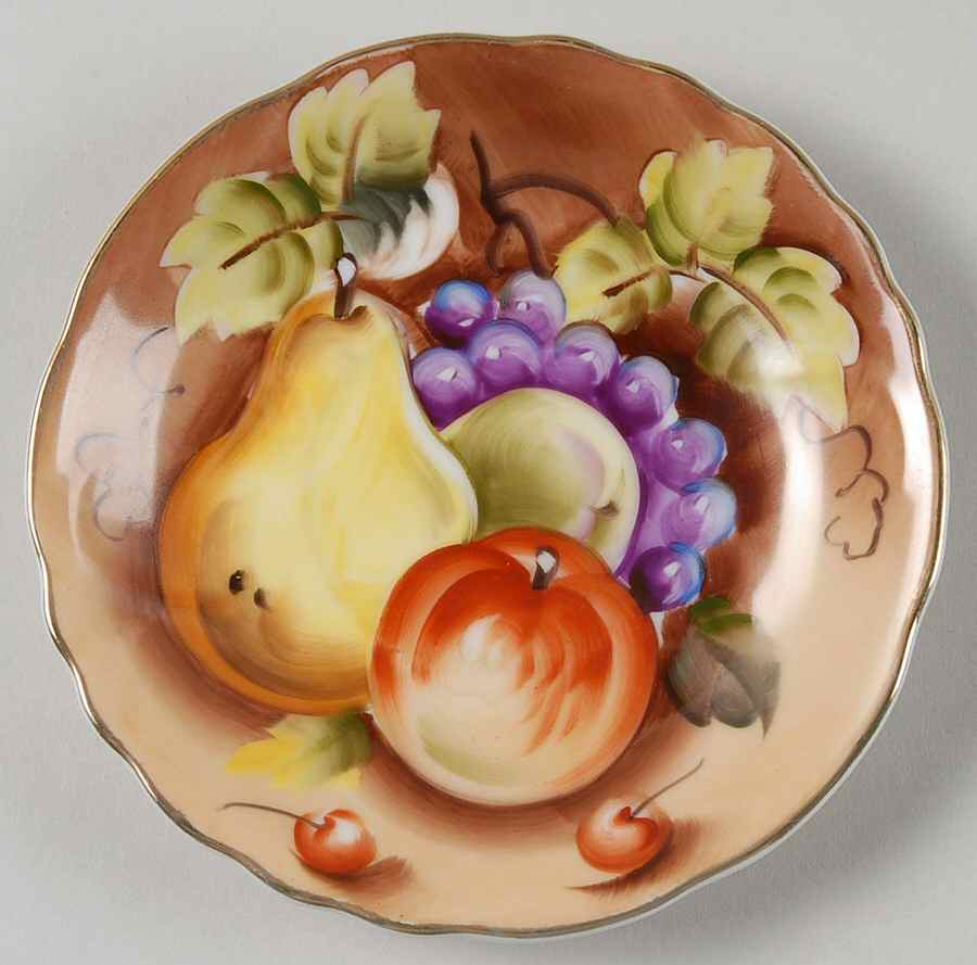 Heritage Brown (Fruit) Saucer for Demitasse Cup by Lefton-1