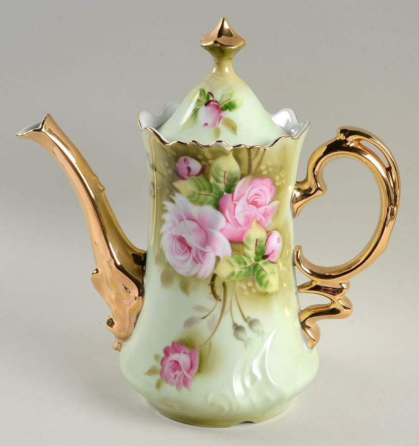 Heritage Green Coffee Pot & Lid by Lefton-1