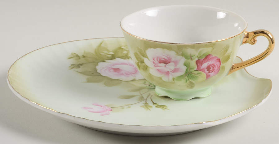Heritage Green Snack Plate & Cup Set by Lefton-1