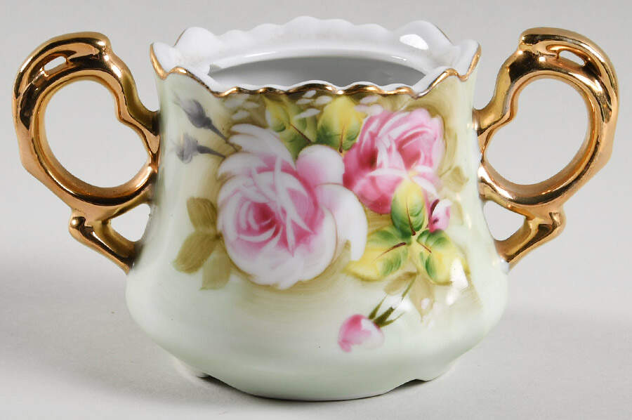 Heritage Green Sugar Bowl No Lid by Lefton-1
