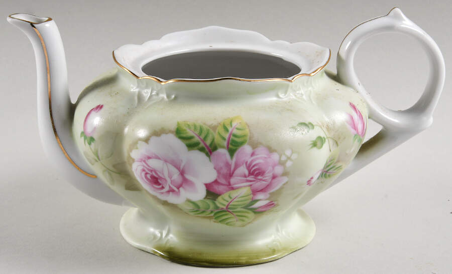 Heritage Green Musical Teapot No Lid by Lefton-1