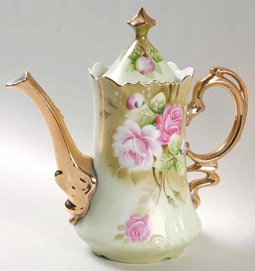 Heritage Green Coffee Pot & Lid by Lefton-1