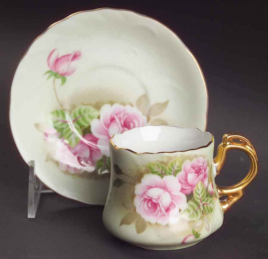 Heritage Green Flat Demitasse Cup & Saucer Set by Lefton-1