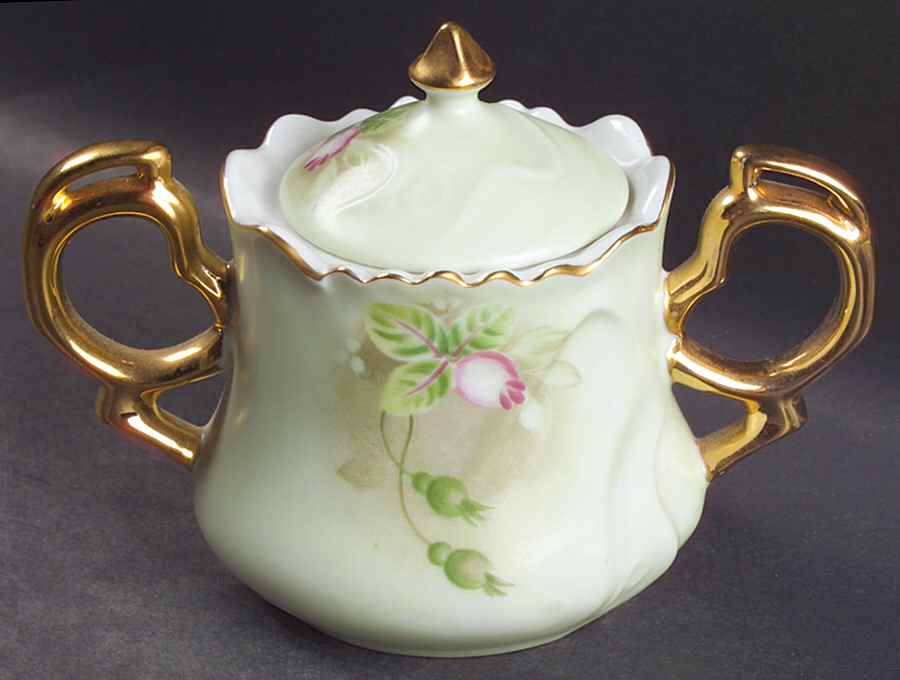 Heritage Green Sugar Bowl & Lid by Lefton-1